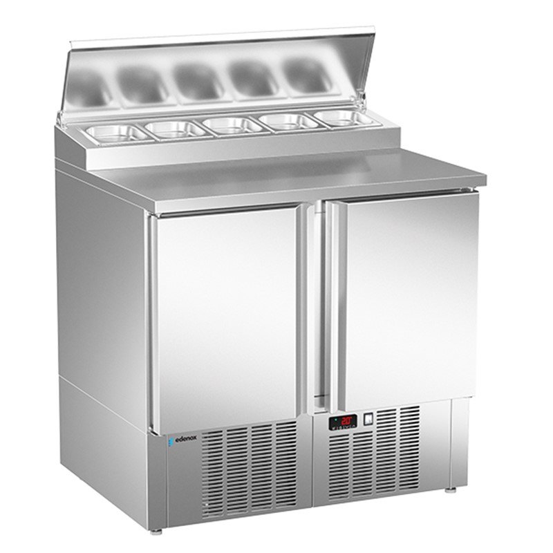 Mesa refrigerada Edenox MPGP de encimera mixta, inox y cubetas GN 1/6 refrigeradas Mesa refrigerada Edenox MPGP de encimera mixta, inox y cubetas GN 1/6 refrigeradas