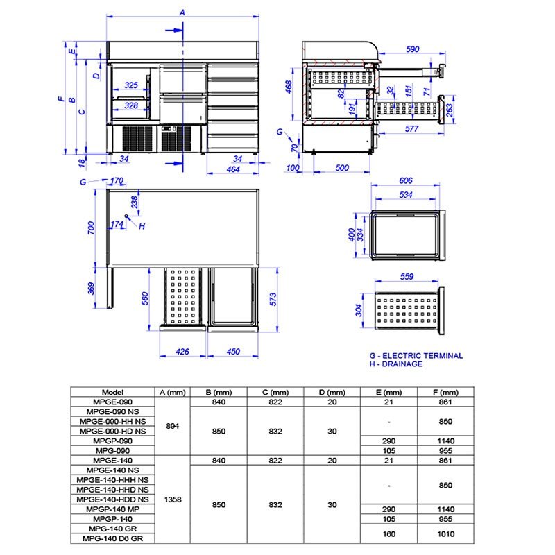 Mesa refrigerada Edenox MPGP de encimera mixta, inox y cubetas GN 1/6 refrigeradas Mesa refrigerada Edenox MPGP de encimera mixta, inox y cubetas GN 1/6 refrigeradas