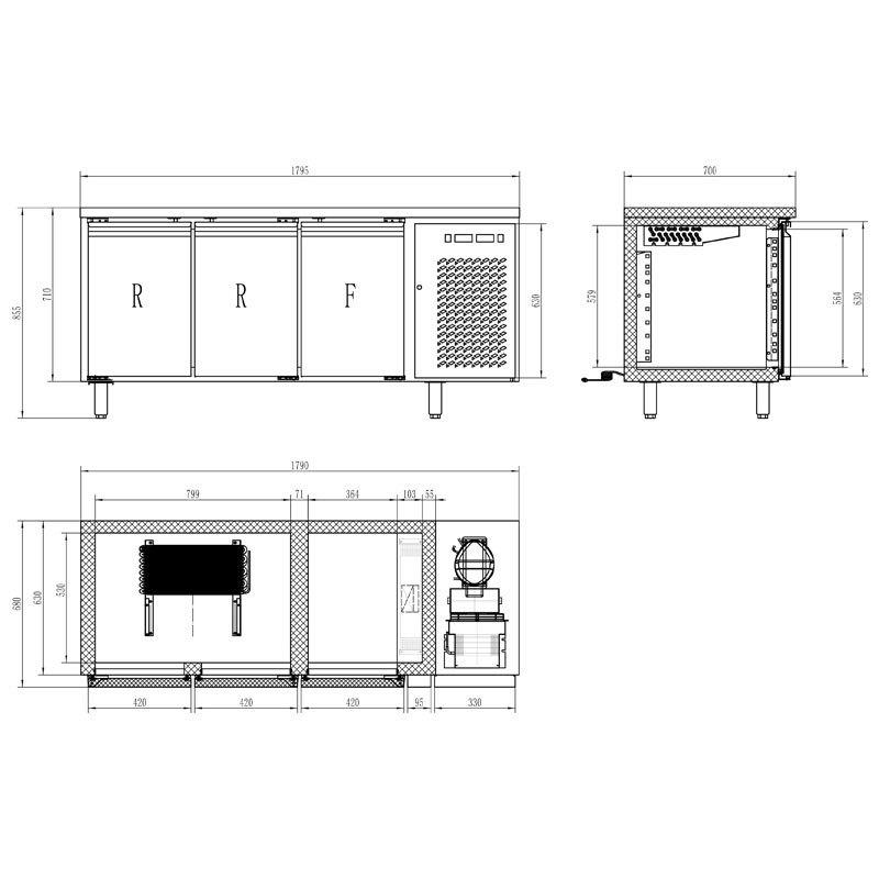 Mesa refrigerada mixta Edenox MPS-200 HC MIX, refrigeración y congelación en 3 puertas Mesa refrigerada mixta Edenox MPS-200 HC MIX, refrigeración y congelación en 3 puertas