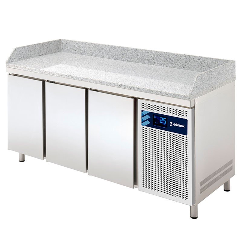 Mesa refrigerada para pizza Edenox con encimera de granito, GN 1/1, de 2 a 4 puertas Mesa refrigerada para pizza Edenox con encimera de granito, GN 1/1, de 2 a 4 puertas