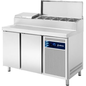 Edenox MPGE2 mesa refrigerada de preparación de pizza y ensalada vista frontal