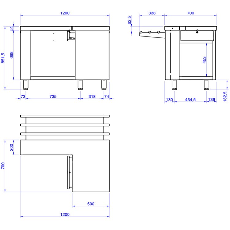 Mueble para caja de self-service Edenox SSC, 1200 mm con cajón con llave