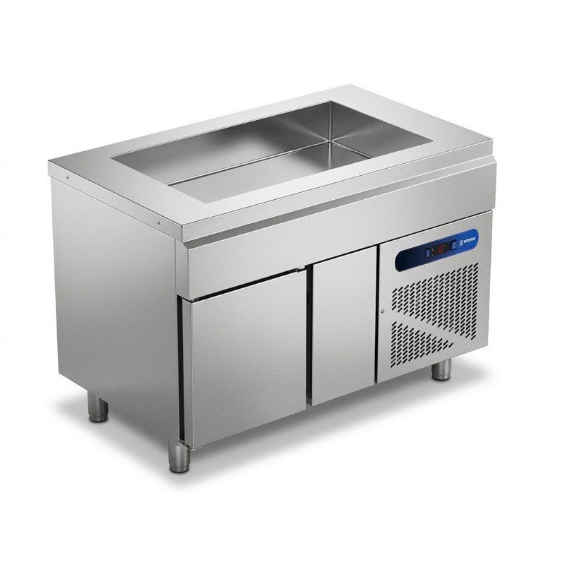 Mueble self-service con cuba refrigerada Edenox, 3 o 4 GN 1/1, con o sin reserva