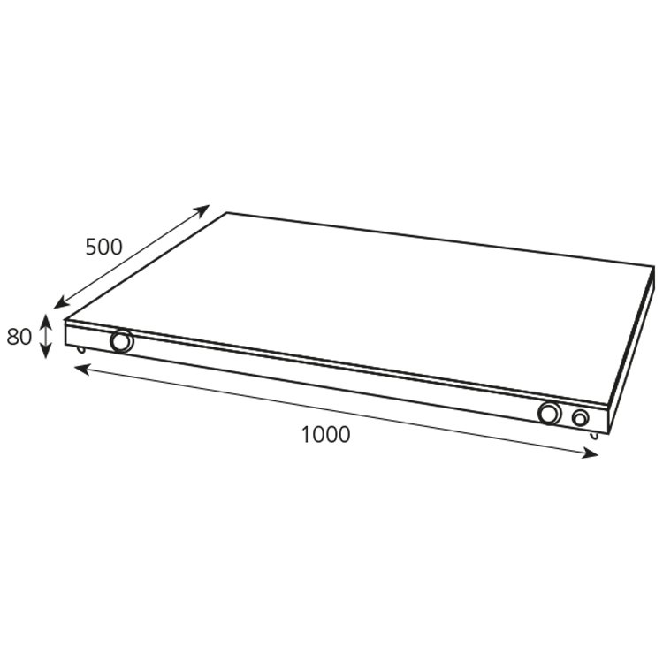 Placa caliente de cristal templado Edenox PC para buffet, de 500 x 500 a 1000 x 500 mm