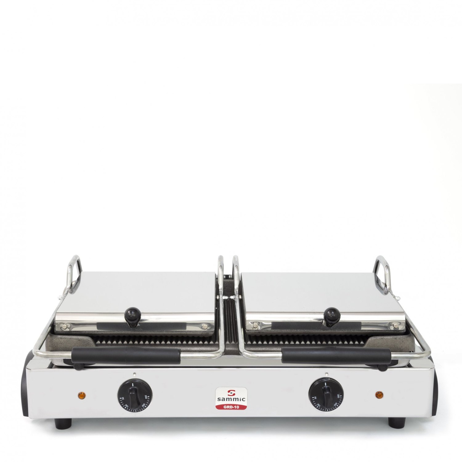 Plancha snack doble Sammic GRD-10 acanalada con dos tapas, 3600 W