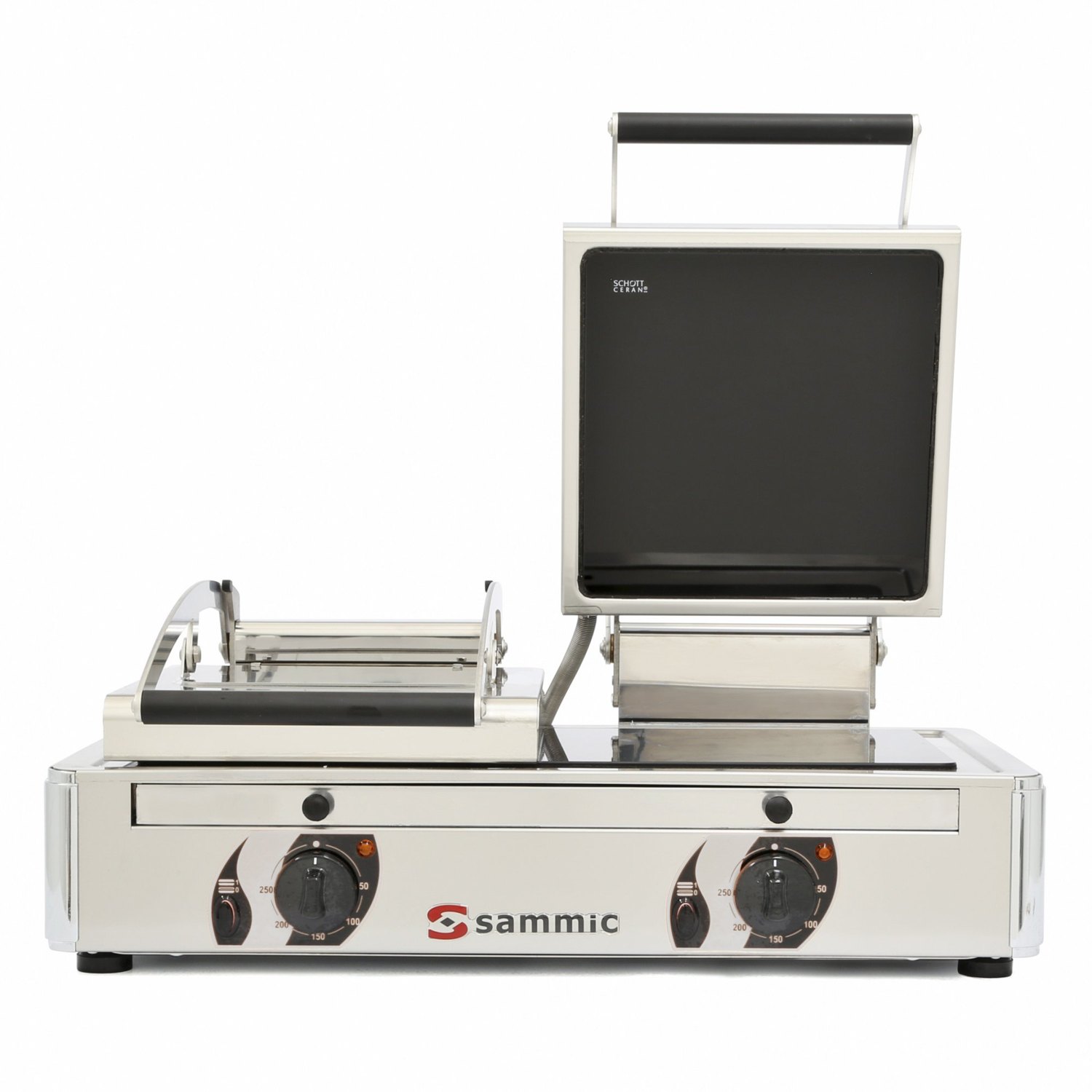 Vitro-grill doble Sammic GV-10 con dos tapas, placa de 538 x 248 mm