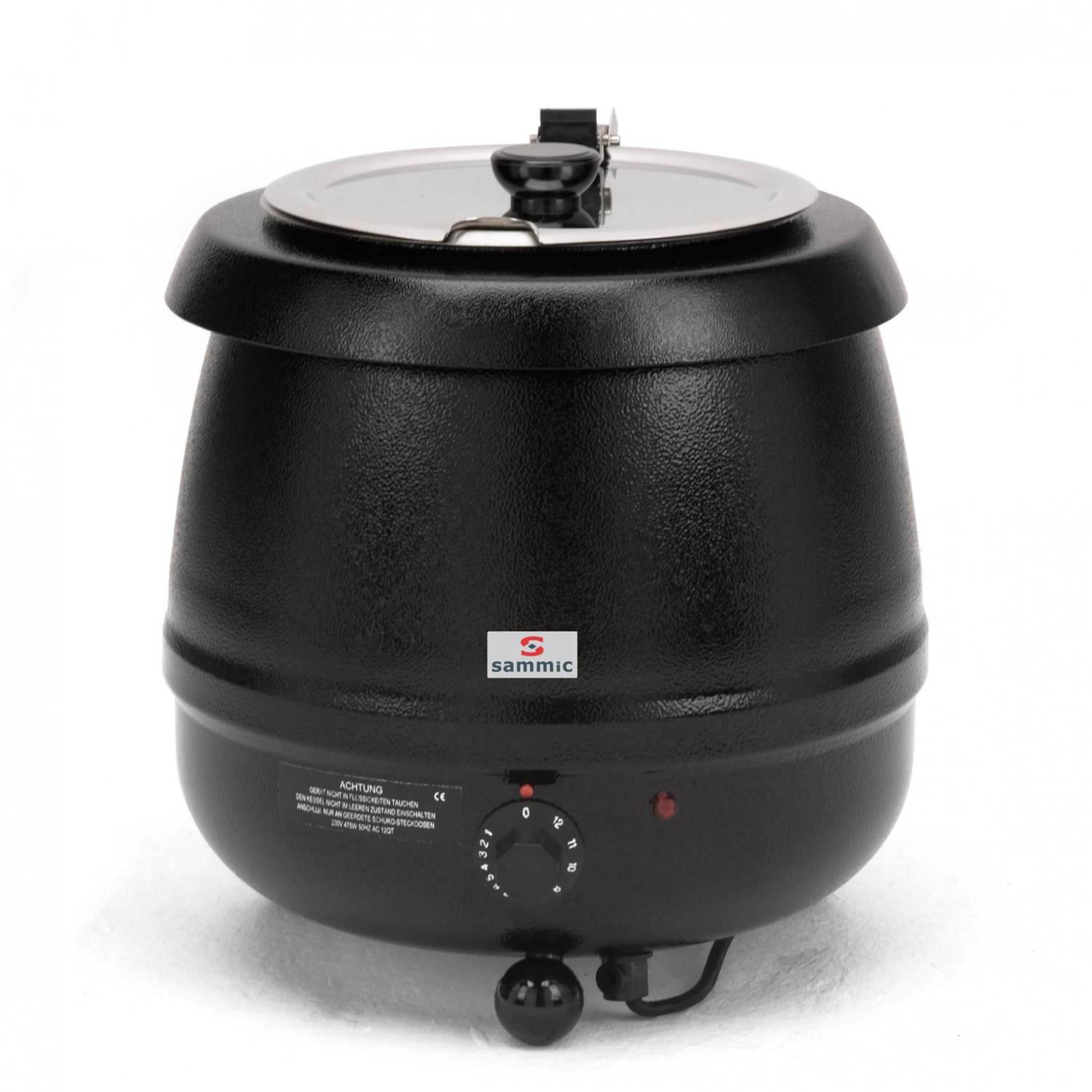 Olla para sopa Sammic OS-10 de 10 litros al baño maría, esmaltado negro