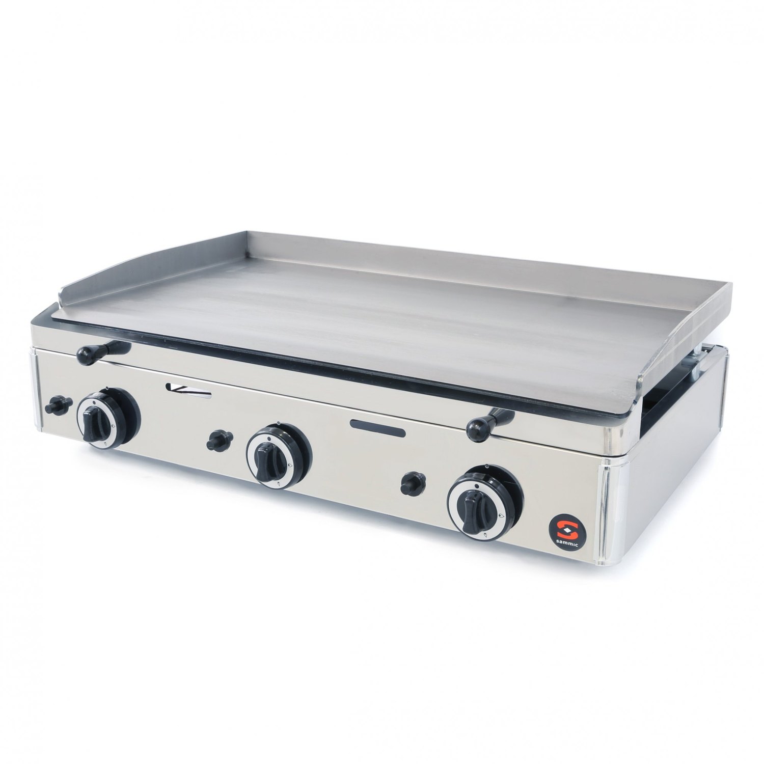 Plancha de gas Sammic SPG-801 de acero, 783 x 395 mm y 3 quemadores, 8,25 kW