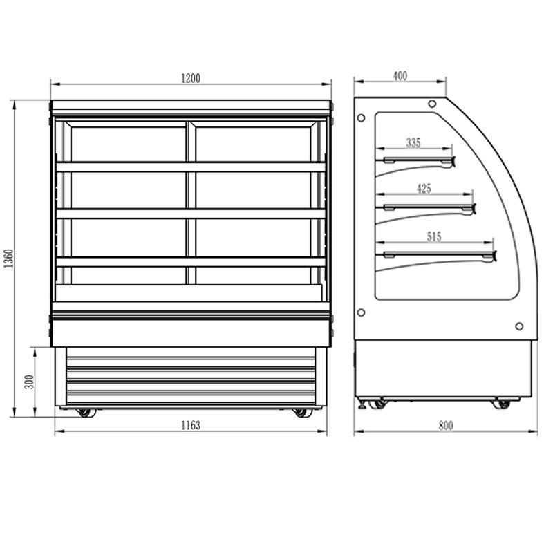 Vitrina de pastelería refrigerada Edenox VERA S1 de cristal curvo, de 900 a 1500 mm Vitrina de pastelería refrigerada Edenox VERA S1 de cristal curvo, de 900 a 1500 mm