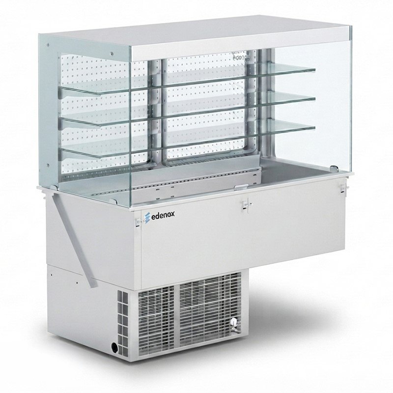 Vitrina refrigerada de buffet Edenox VCR drop-in con cuba, 3 o 4 GN, mural o con puertas