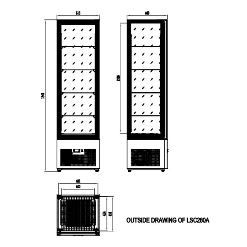 Vitrina refrigerada vertical Edenox VICO-300 HC S1 con cristal en 4 caras, 208 litros Vitrina refrigerada vertical Edenox VICO-300 HC S1 con cristal en 4 caras, 208 litros