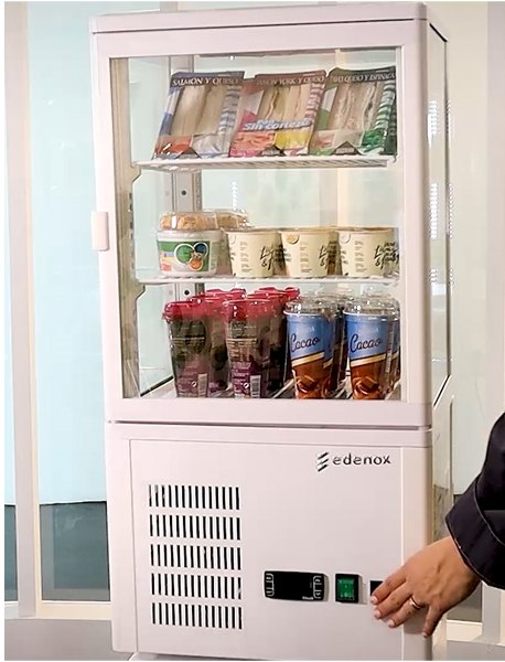 Vitrina refrigerada vertical de sobremesa Edenox VIVES S1, cristal 360º, 43 a 80 litros Vitrina refrigerada vertical de sobremesa Edenox VIVES S1, cristal 360º, 43 a 80 litros