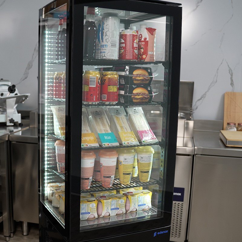 Vitrina refrigerada vertical de sobremesa Edenox VIVES S1, cristal 360º, 43 a 80 litros Vitrina refrigerada vertical de sobremesa Edenox VIVES S1, cristal 360º, 43 a 80 litros
